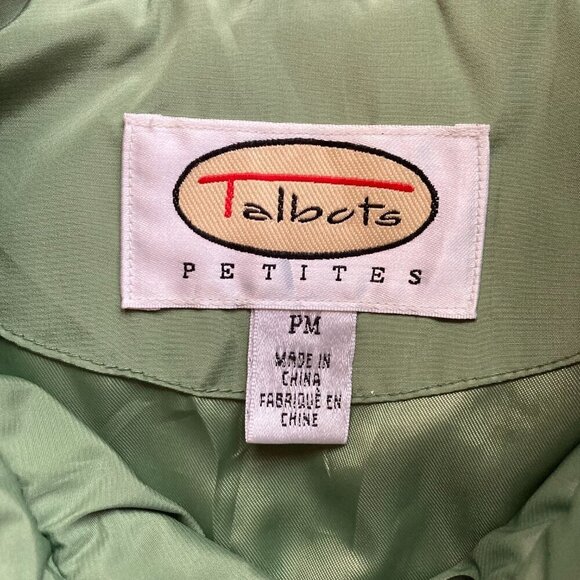 Talbots Petite Down Puffer Coat /Green /Snap Up Buttons /Woman's PETITE medium - Picture 6 of 9